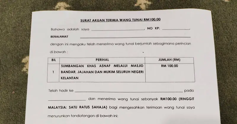 Post image for Permohonan Bantuan Asnaf RM100 MAIK Kelantan